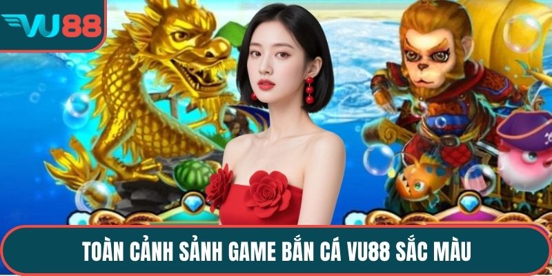 Toàn cảnh sảnh game bắn cá VU88 sắc màu